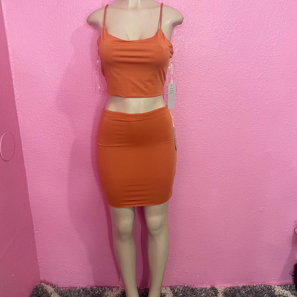 2 piece skirt and crop top set